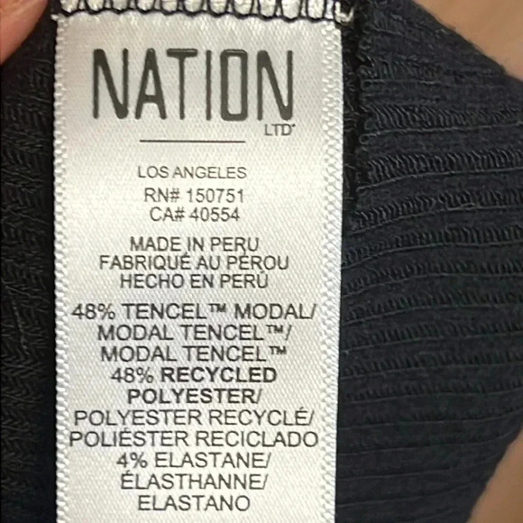 Womens Nation black MD long sleeve high collar ruffled hem tencel  polyester Y2K - Picture 3 of 8